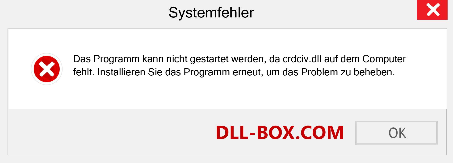 crdciv.dll-Datei fehlt?. Download für Windows 7, 8, 10 - Fix crdciv dll Missing Error unter Windows, Fotos, Bildern