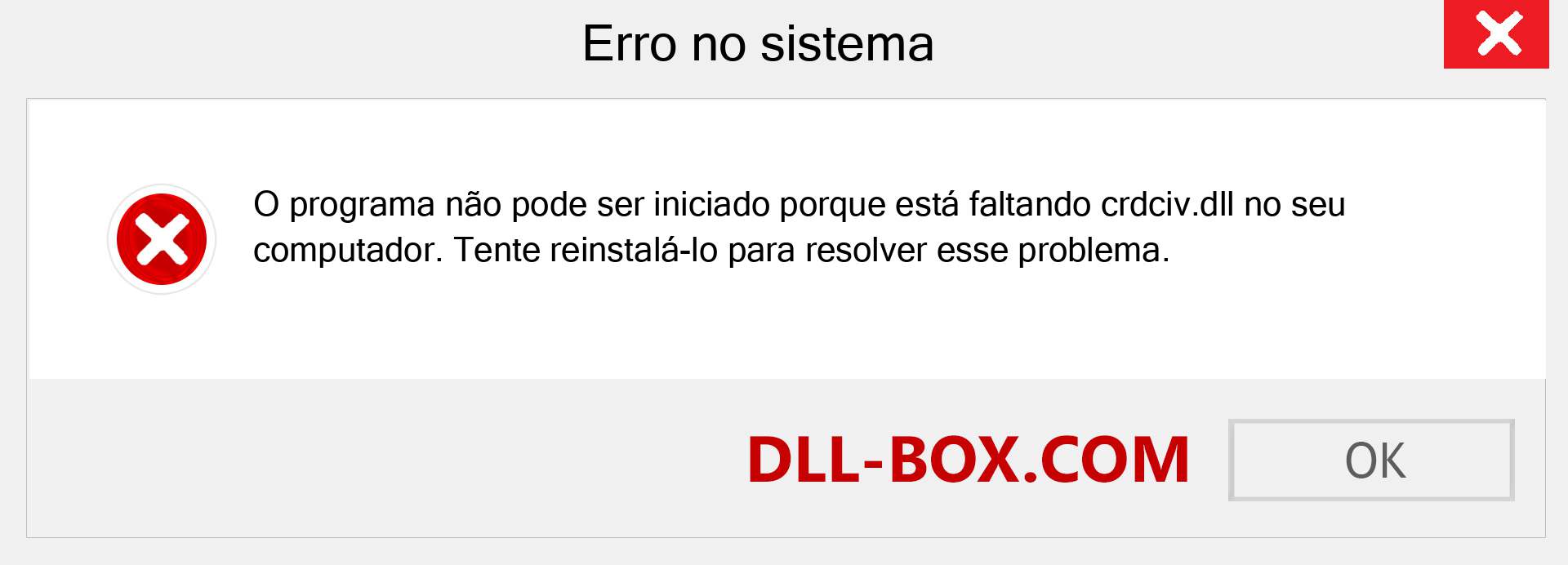 Arquivo crdciv.dll ausente ?. Download para Windows 7, 8, 10 - Correção de erro ausente crdciv dll no Windows, fotos, imagens